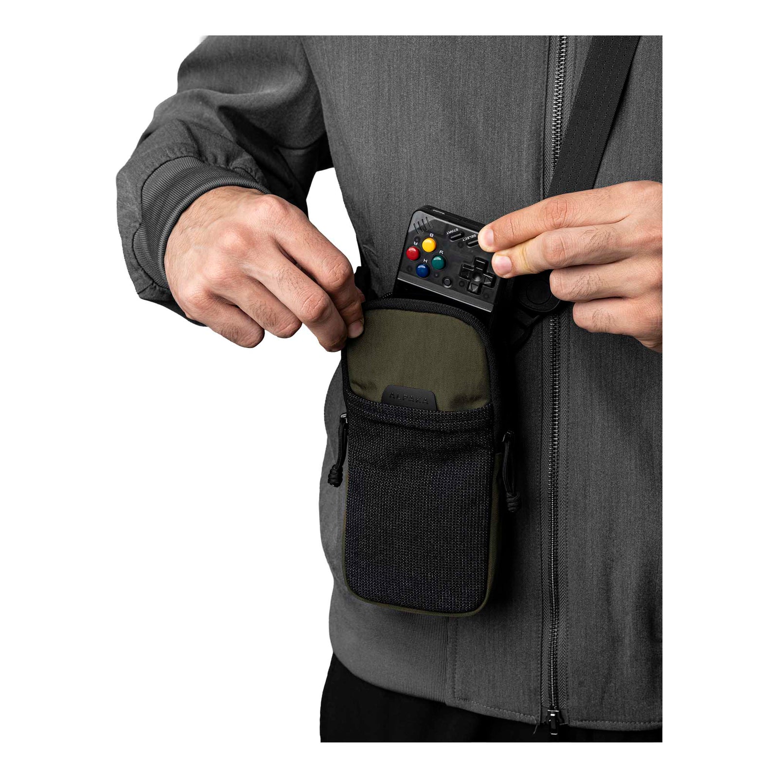 Modular Shoulder Pocket Slim Alpaka AD010920531 Phone Pockets Slim / Green | Axoflux 400D Washed Nylon