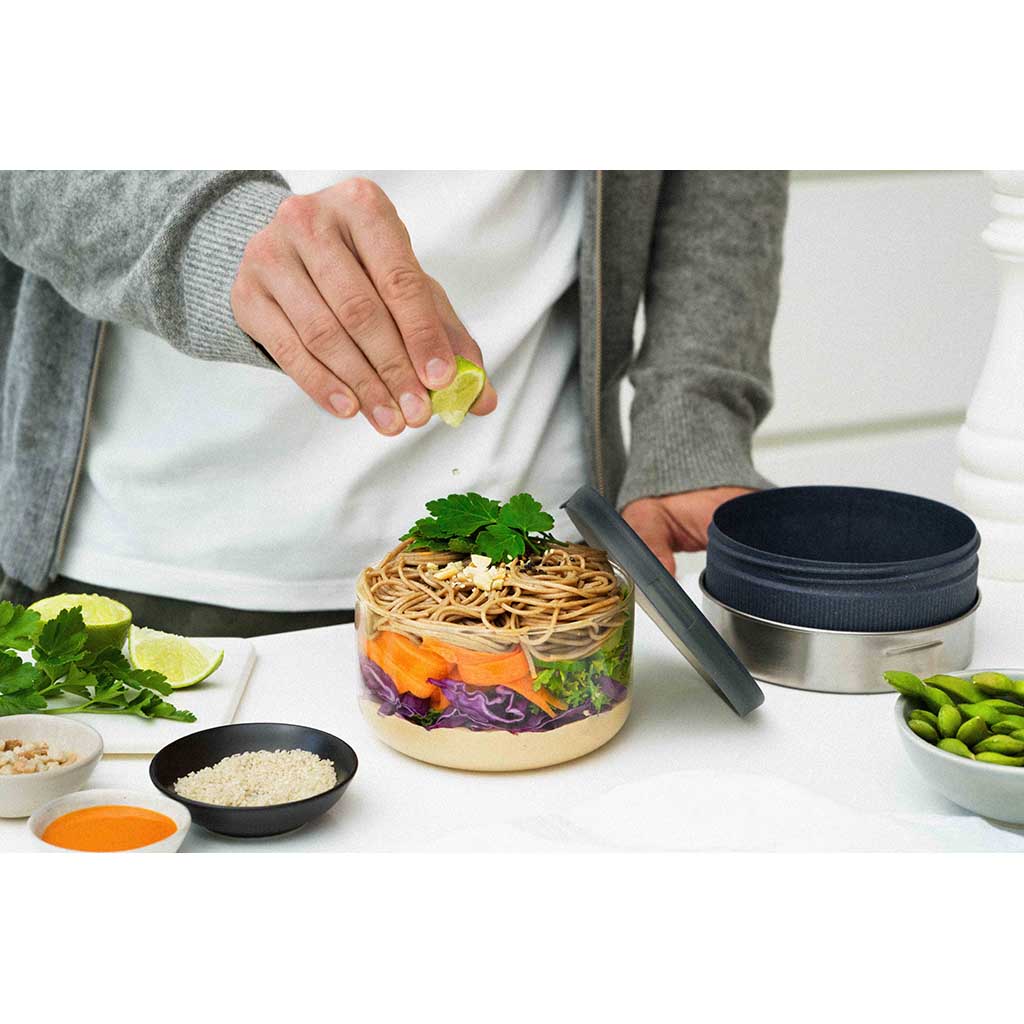 Glass Lunch Bowl Black+Blum GR-LB-L014 Food Containers 750ml / Almond