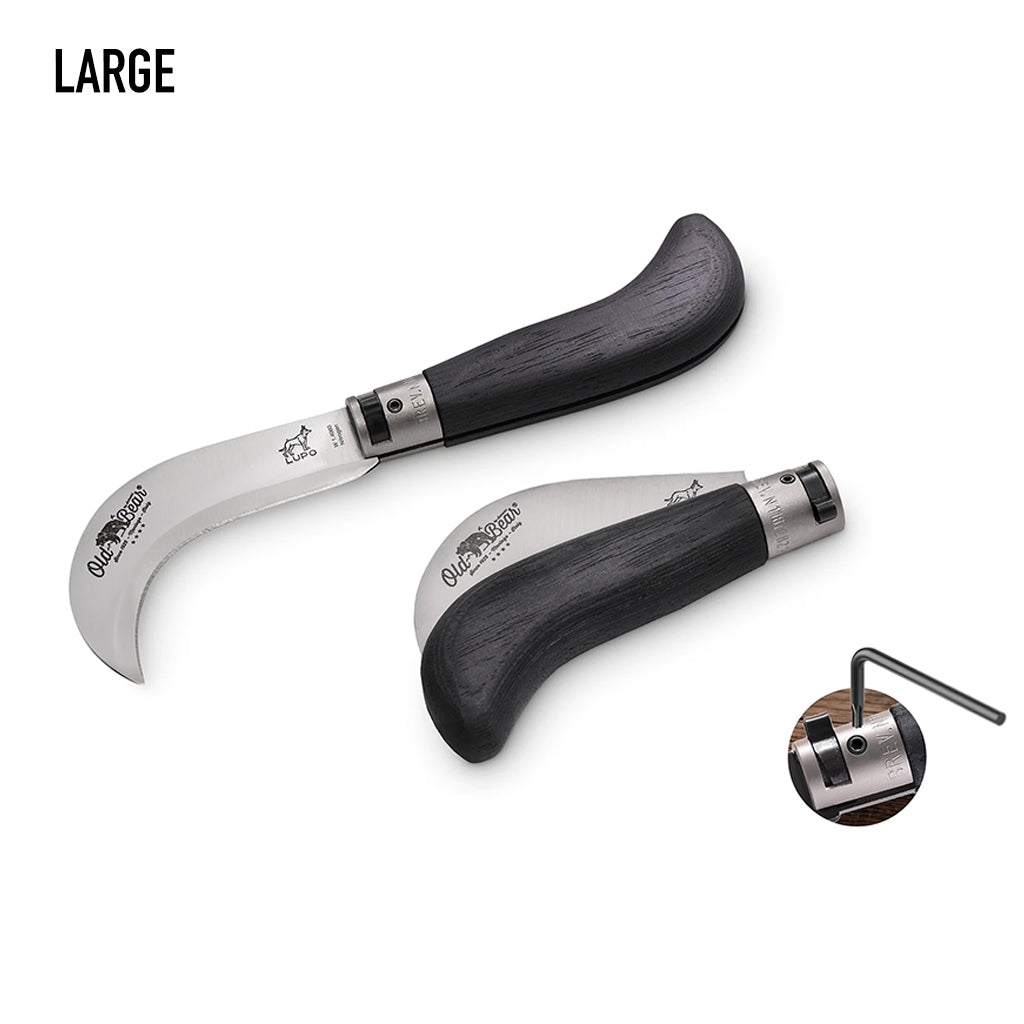 Black Wood Folding Pruner Knife | Stainless Steel Old Bear Pocket Knives