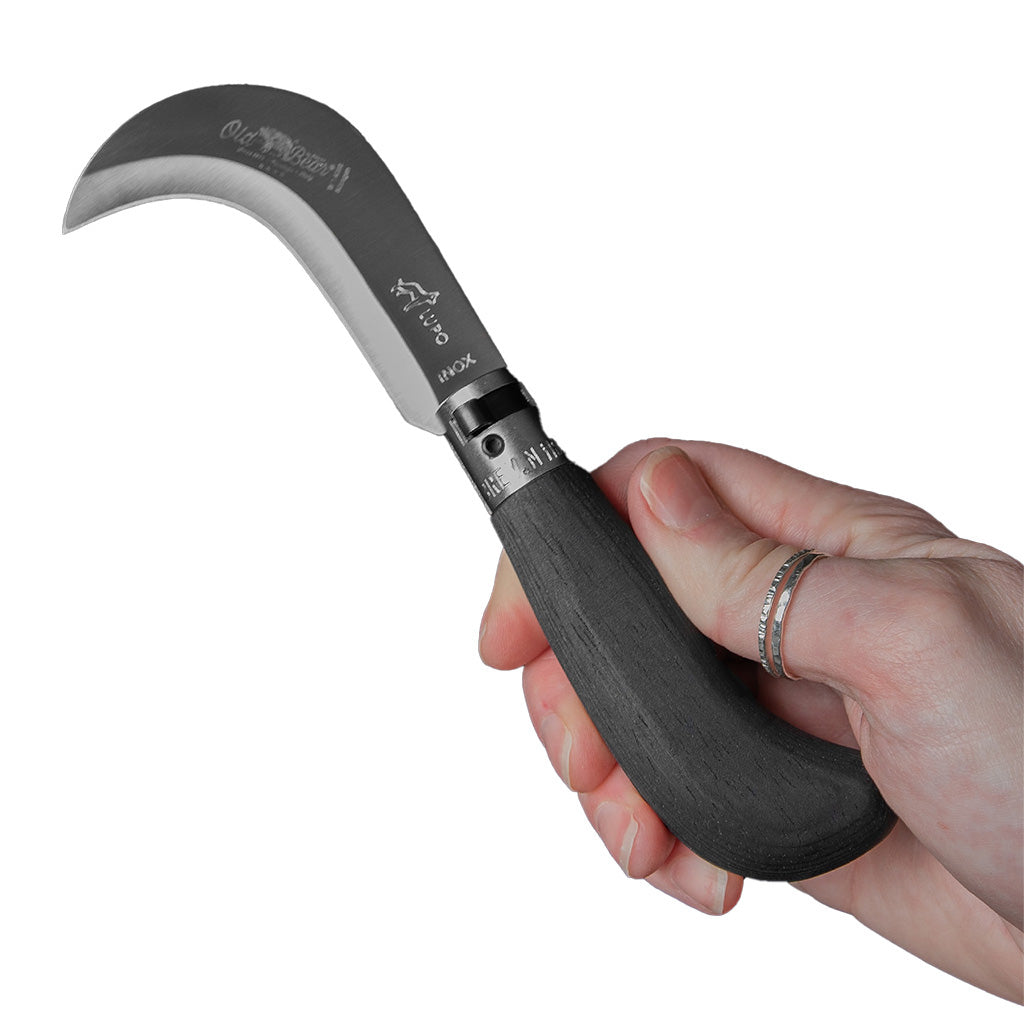 Black Wood Folding Pruner Knife | Stainless Steel Old Bear Y-AN-9747/17_MNK Pocket Knives S / Black Wood