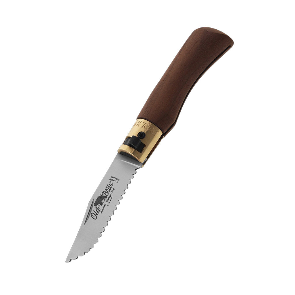 Classic Walnut Folding Knife | Stainless Serrated Old Bear Y-AN-9337/15_LN Pocket Knives XS / Walnut