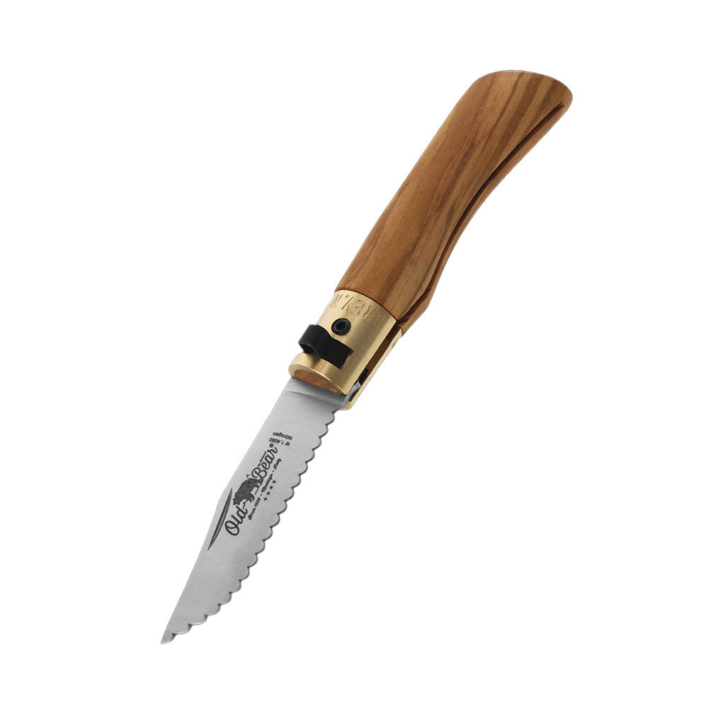 Italian Olive Folding Knife | Stainless Serrated Old Bear Y-AN-9337/15_LU Pocket Knives XS / Olive