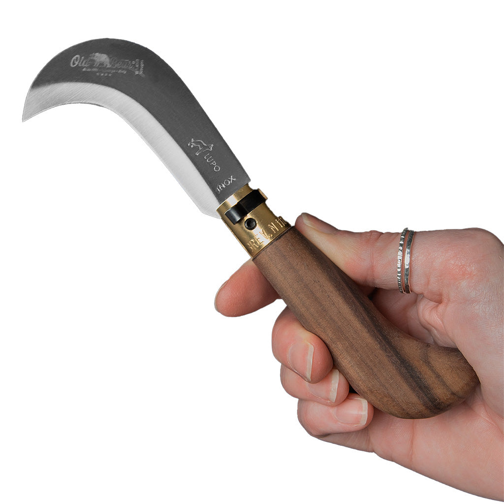Walnut Folding Pruner Knife | Stainless Steel Old Bear Pocket Knives
