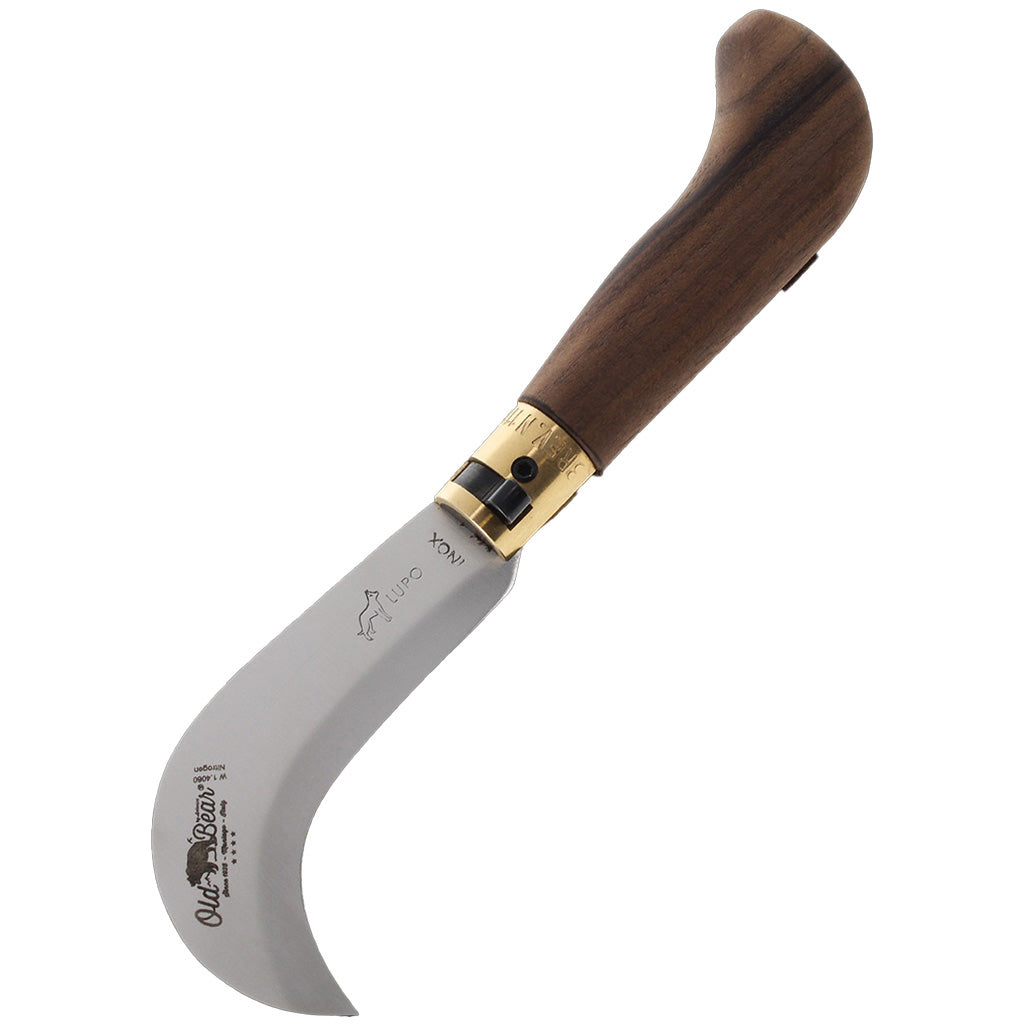 Walnut Folding Pruner Knife | Stainless Steel Old Bear Pocket Knives
