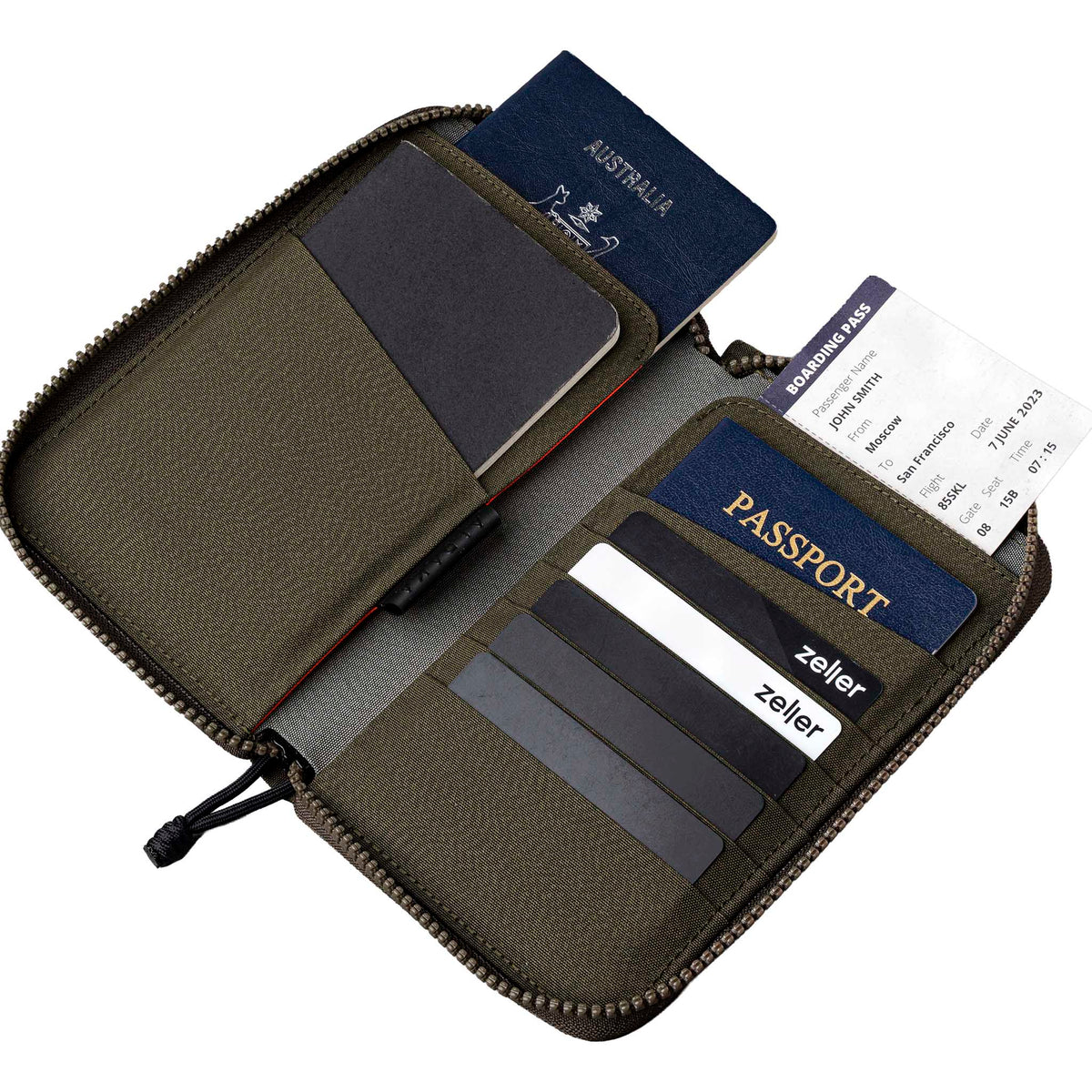 Zip Passport Wallet Alpaka AD010860522 Wallets One Size / Army Green | Axogrid 300D