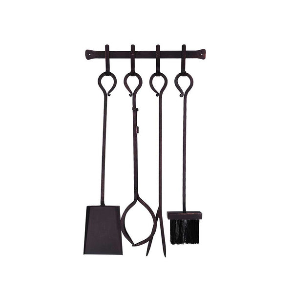 Fireside Set of 4 Tools on Wall Rack Garden Trading FIRE08 Fireside Tools One Size / Black