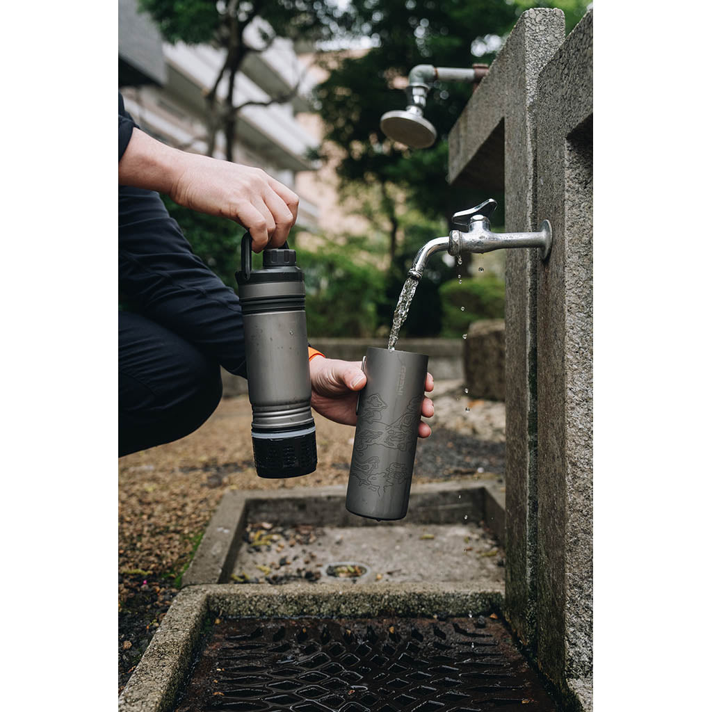 UltraPress Water Purifier | Titanium Grayl 511-SEA-COV Water Filters 500ml / Titanium/Covert Black