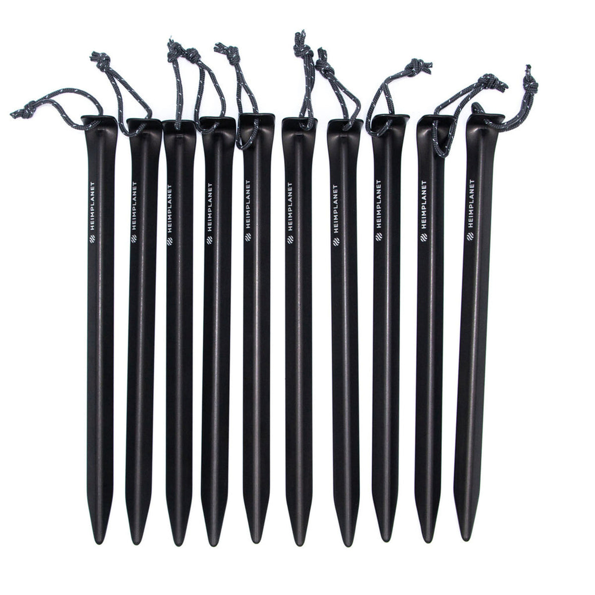 V-shaped XL Aluminum Tent Pegs HEIMPLANET T020098 Tent Stakes 8-Pack / Anthracite Anodized