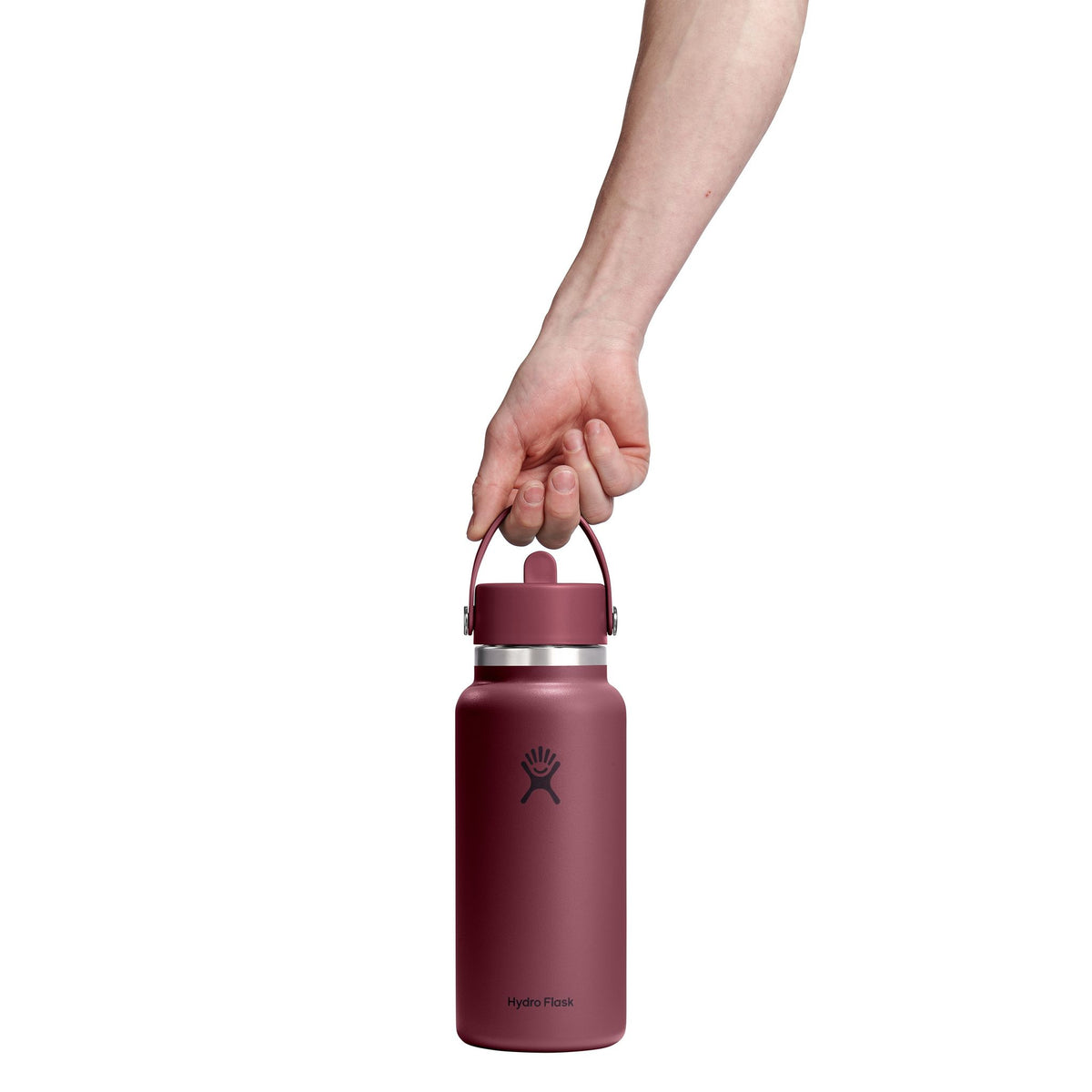 32 oz Wide Mouth w/ Flex Straw Cap Hydro Flask W32CFS674 Water Bottles 32 oz / Burgundy