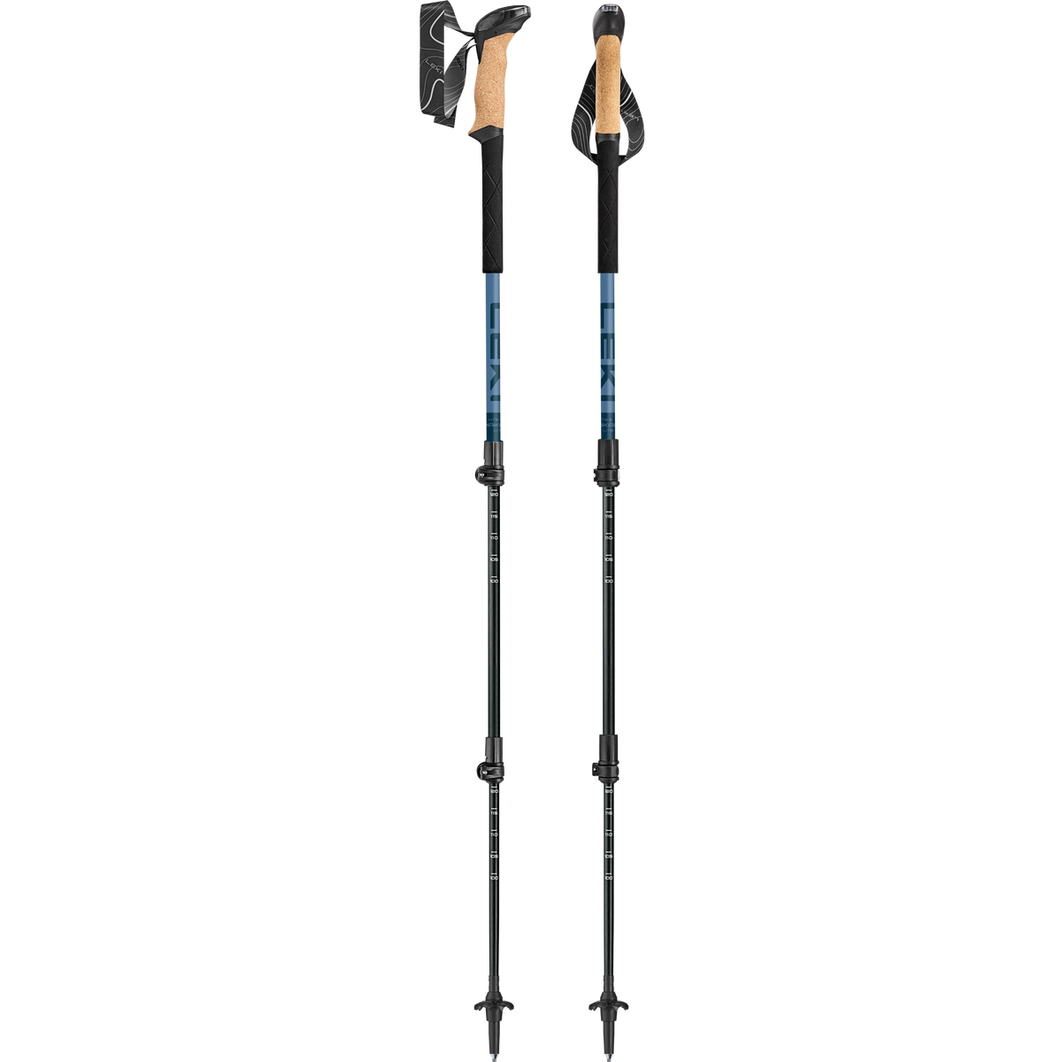 Makalu Cork Lite (Pair) Leki 656210893S Walking Poles 100-135cm / Dark Stone Blue