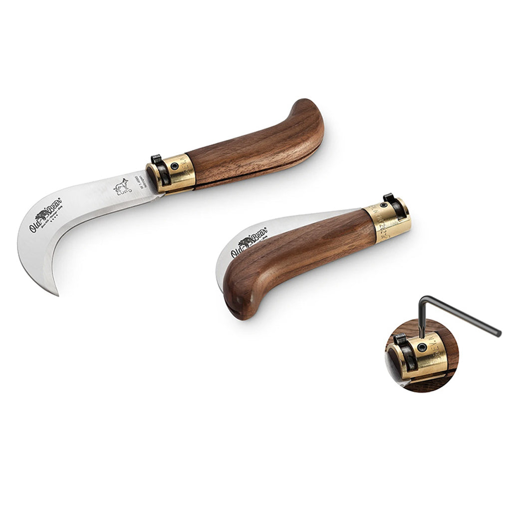 Walnut Folding Pruner Knife | Stainless Steel Old Bear Pocket Knives
