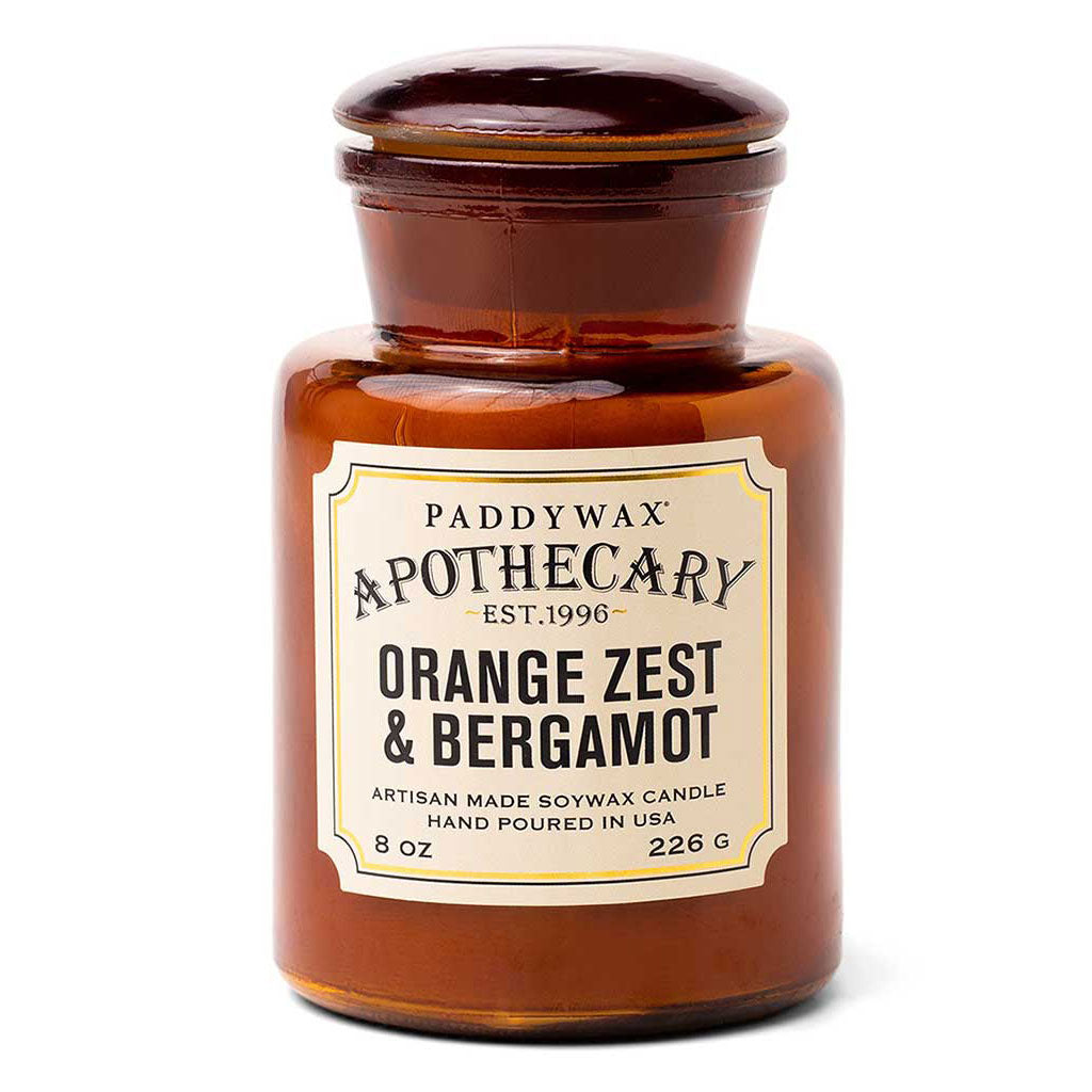Apothecary Glass Candle | Orange Zest &amp; Bergamot Paddywax APG810EU Candles 8 oz / Amber