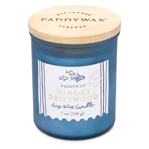 Coastal Glass Candle | Hinoki Driftwood Paddywax CST0804EU Candles 7oz / Sea Blue