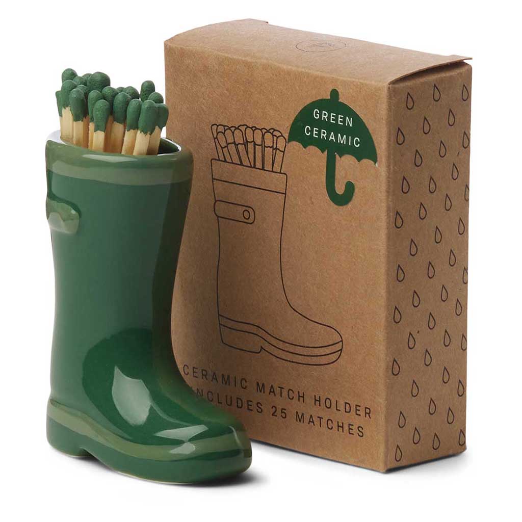 Wellington Boot Matches Holder Paddywax ACC31EU Candles One Size / Dark &amp; Light Green