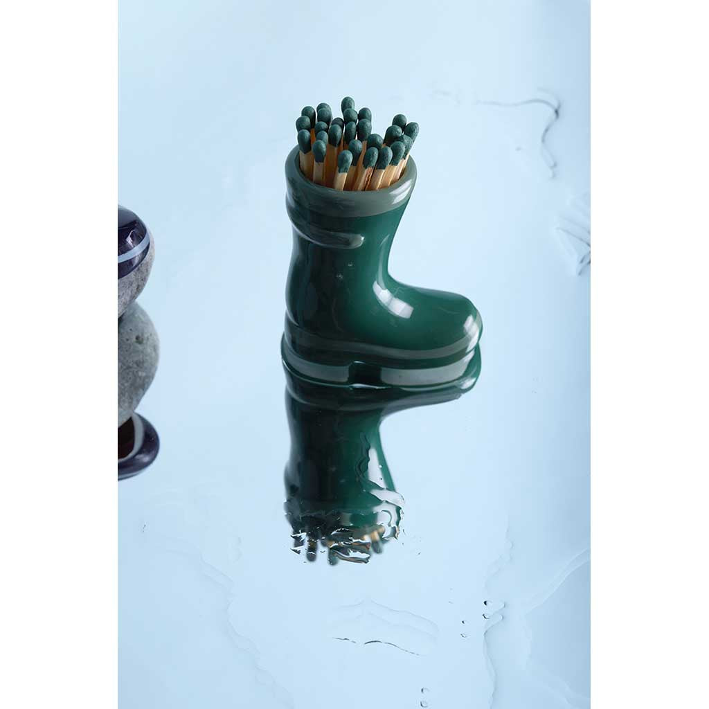 Wellington Boot Matches Holder Paddywax ACC31EU Candles One Size / Dark & Light Green