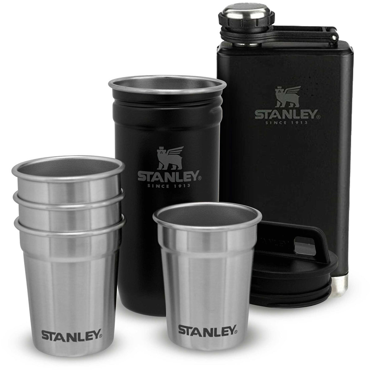 Pre-Party Shot Glass &amp; Flask Set Stanley 10-01883-035 Camp Flasks 230ml / Matte Black Pebble
