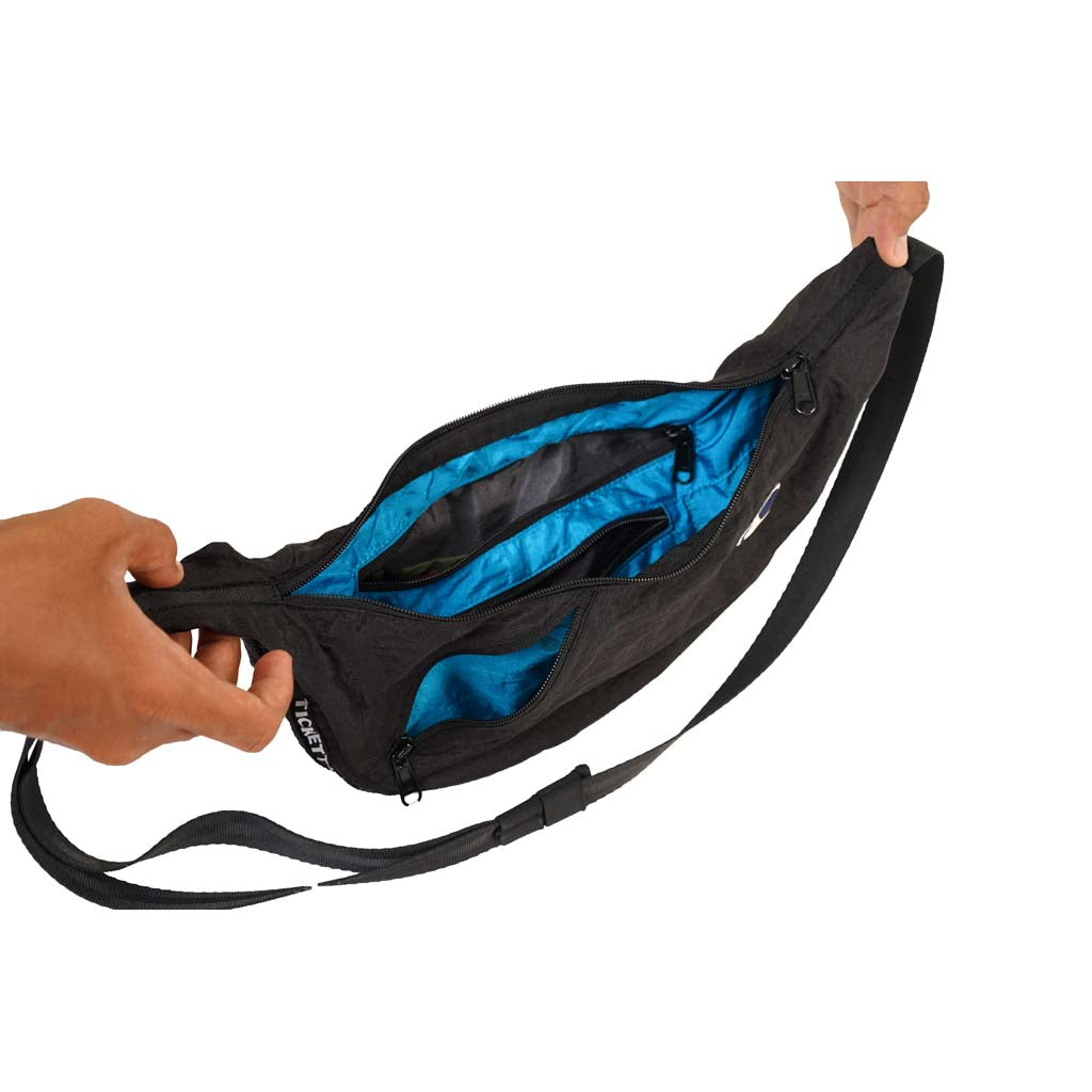 Upcycled Sling Bag Ticket To The Moon TMSLB0707 Sling Bags One Size / Black