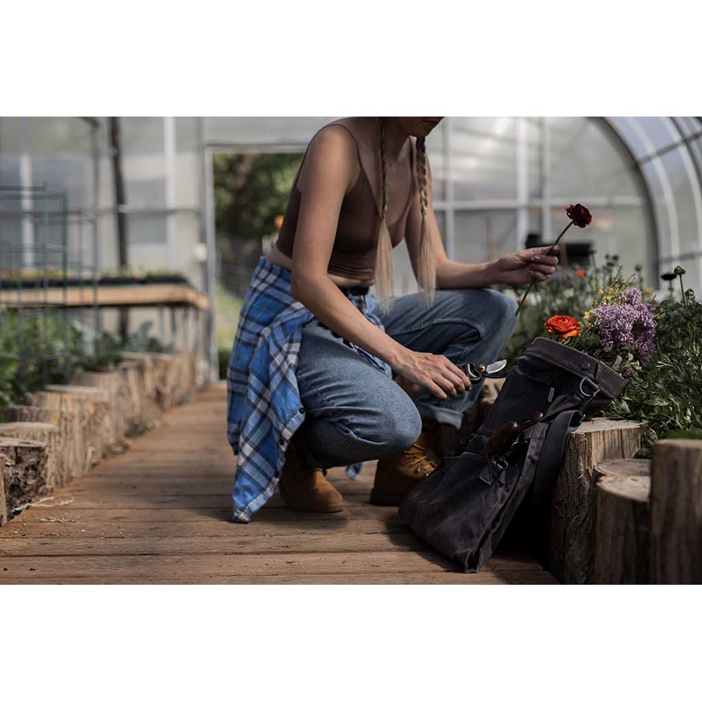 Waxed Canvas Gathering Bag Barebones Living GDN-068 Gathering Bags One Size / Slate Grey