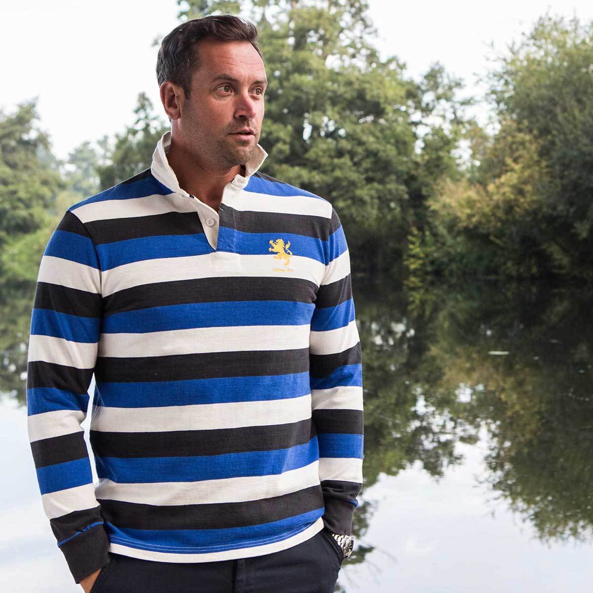 Addison 1871 Rugby Shirt Black & Blue 1871 Shirts - Rugby Shirts