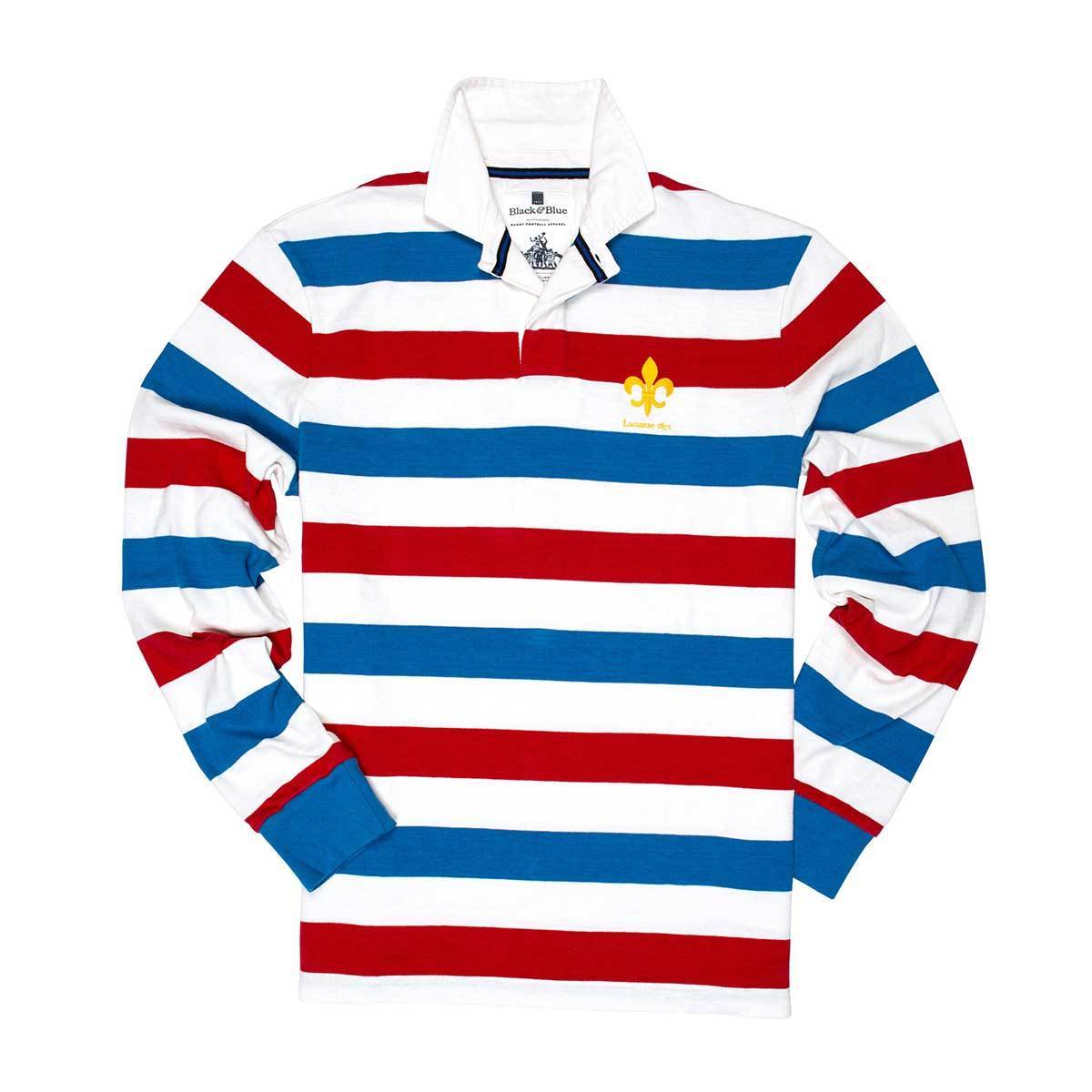 Lausanne 1871 Rugby Shirt Black &amp; Blue 1871 Shirts - Rugby Shirts