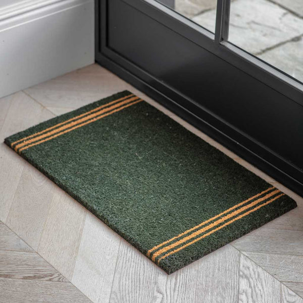 Triple Stripe Doormat Garden Trading DMCO31 Doormats Small / Forest Green