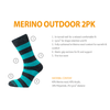Heritage Merino Outdoor - Women's 2 Pack Horizon Socks 6H/M2WTS Socks S/M / Charcoal Teal & Cerise