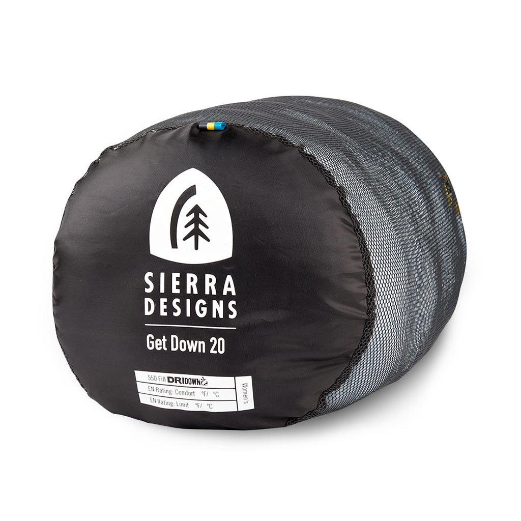 Get Down 550F 20°F Sleeping Bag | Women's Sierra Designs 70614621R Sleeping Bags Regular / Light Blue/Blue